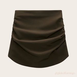 Zara Green Curved Hemmed Mini Skirt